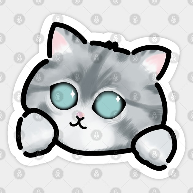 Cute little grey cat meow meow Sticker by tismartprojects